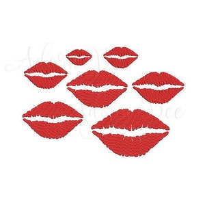 Kiss Mark Embroidery Design - 7 Sizes - Lips Lipstick Print - dst exp hus jef pes vip vp3 xxx - Instant Download