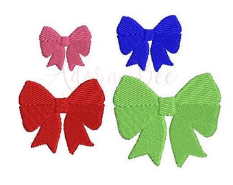 Mini Bow Embroidery Design - 4 Sizes - Ribbon Hair Present Bow - dst exp hus jef pec pes sew shv vip vp3 xxx - Instant Download