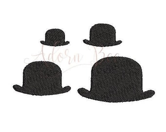 Mini Bowler Hat Embroidery Design - 4 Sizes - Derby Round Top Hat - dst exp hus jef pec pes sew shv vip vp3 xxx - Instant Download