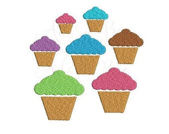 Mini Cupcake Embroidery Design - 7 Sizes - Party Food Birthday - dst exp hus jef pec pes sew shv vip vp3 xxx - Instant Download