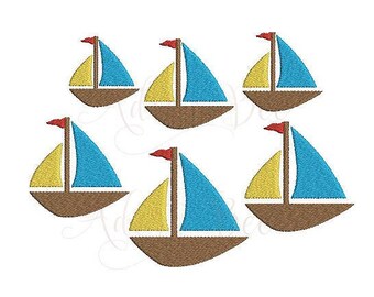 Mini Voilier Embroidery Design - 6 Tailles - Sea Ocean Boat - dst exp hus jef pec pes shv vip vp3 xxx - Téléchargement instantané