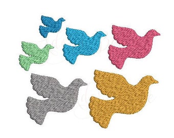 Mini Dove Embroidery Design - 6 Sizes - Bird Flying - dst exp hus jef pec pes sew shv vip vp3 xxx - Instant Download