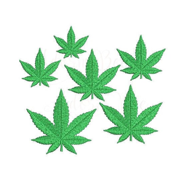 Mini Marijuana Cannabis Leaf Embroidery Design - 6 Sizes - dst exp hus jef pec pes sew shv vip vp3 xxx - Instant Download