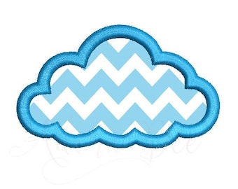 Cloud Applique Embroidery Design - 6 Sizes - Weather Cloud Shape - dst exp hus jef pes vip vp3 xxx - Instant Download