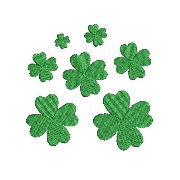 Four Leaf Clover Embroidery Design - 7 Sizes - Mini Clover St Patricks Day Lucky - Instant Download