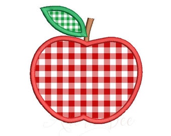 Apple Applique Embroidery Design - 7 Sizes - Back To School Teacher Apple - dst exp hus jef pes vip vp3 xxx - Instant Download