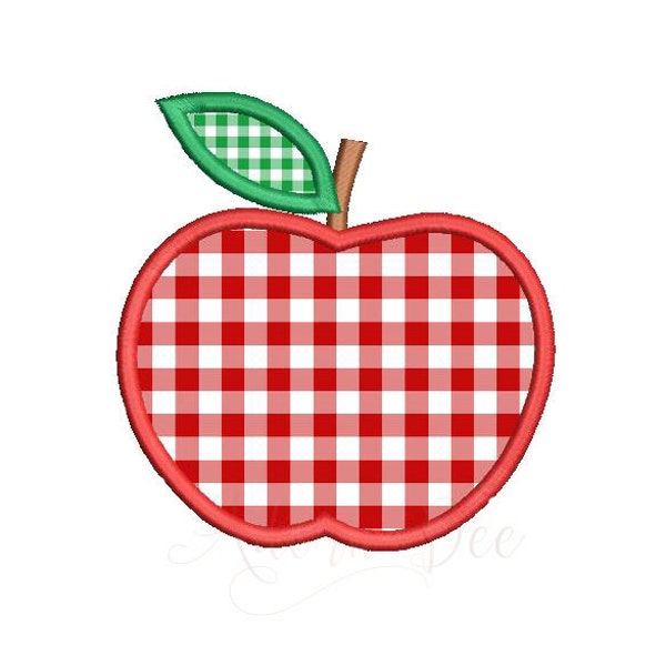 Apple Applique Embroidery Design - 7 Sizes - Back To School Teacher Apple - dst exp hus jef pes vip vp3 xxx - Instant Download