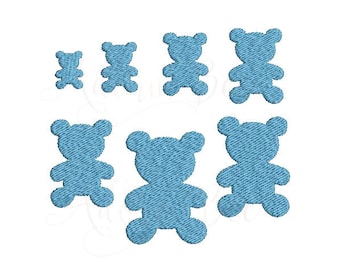 Mini Teddy Bear Embroidery Design - 7 Sizes - Bear Toy Cub Silhouette - dst exp hus jef pes vip vp3 xxx - Instant Download