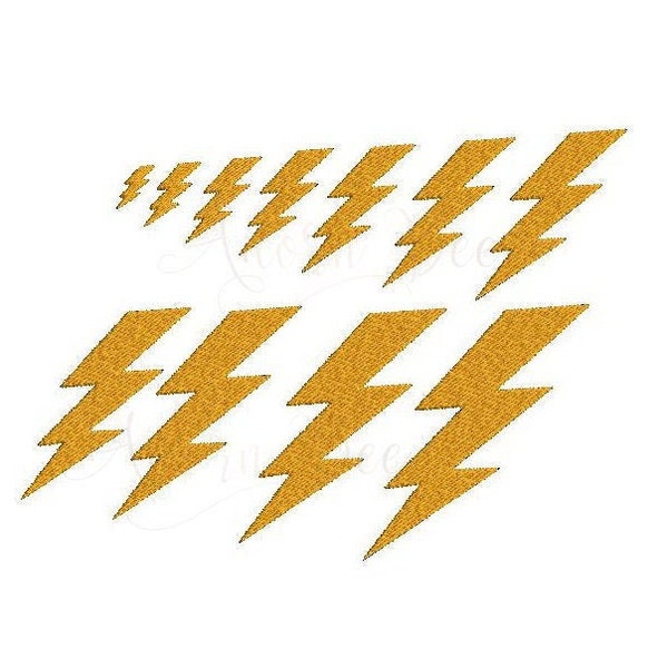 Lightening Bolt Embroidery Design - 11 Sizes - Mini Lightening Flash Silhouette - dst exp hus jef pes vip vp3 xxx - Instant Download