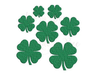 Mini Four Leaf Clover Embroidery Design - 7 Sizes - Lucky St Patricks Day - dst exp hus jef pec pes sew shv vip vp3 xxx - Instant Download