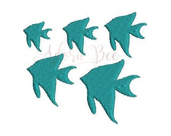 Mini Tropical Angelfish Embroidery Design - 5 Sizes - Sea Ocean Beach - dst exp hus jef pec pes shv vip vp3 xxx - Instant Download