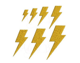 Mini Lightening Bolt Embroidery Design - 7 Sizes - Electric Power Bolt Strike Flash - dst exp hus jef pes vip vp3 xxx - Instant Download