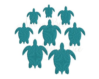 Mini Turtle Embroidery Design - 8 Sizes - Sea Creature Ocean Animal - dst exp hus jef pec pes shv vip vp3 xxx - Instant Download