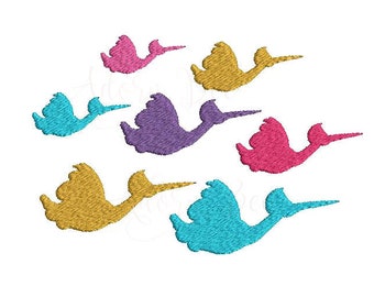 Mini Stork Embroidery Design - 7 Sizes - Maternity Baby Delivery Gender Reveal - dst exp hus jef pec pes shv vip vp3 xxx - Instant Download