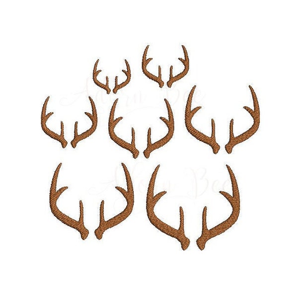 Mini Deer Antlers Machine Embroidery Design - 7 Sizes - Winter Christmas - dst exp hus jef pec pes sew shv vip vp3 xxx - Instant Download