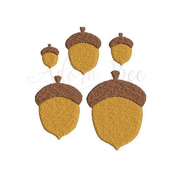 Mini Acorn Embroidery Design - 5 Sizes - Autumn Fall Nut - dst exp hus jef pec pes sew shv vip vp3 xxx - Instant Download