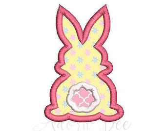 Bunny Applique Embroidery Design - 3 Sizes - Easter Rabbit Back Side Design - dst exp hus jef pes vip vp3 xxx - Instant Download