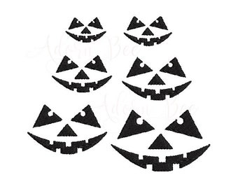 Mini Jack-O-lantern Face Embroidery Design - 6 Sizes - Pumpkin Face - dst exp hus jef pec pes sew shv vip vp3 xxx - Instant Download