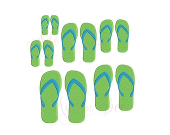 Flip Flops Embroidery Design - 6 Sizes - Summer Beach Shoe Sandal - dst exp hus jef pec pes shv vip vp3 xxx - Instant Download