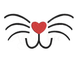 Cute Bunny Whiskers Face Embroidery Design - 9 Sizes - Animal Cat Puppy Whiskers - dst exp hus jef pes vip vp3 xxx - Instant Download