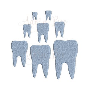Mini Tooth Embroidery Design - 8 Sizes - Tooth Fairy Dental Teeth - dst exp hus jef pec pes shv vip vp3 xxx - Instant Download