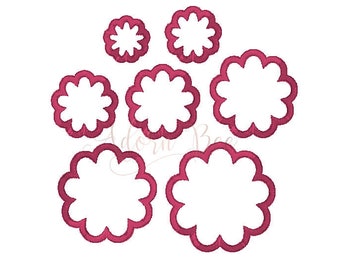 Mini Scallop Circle Outline Embroidery Design - 7 Sizes - Initial Letter Frame - dst exp hus jef pec pes shv vip vp3 xxx - Instant Download