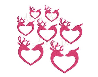 Deer Heart Embroidery Design - 7 Sizes - Christmas Winter Valentine Frame - dst exp hus jef pec pes shv vip vp3 xxx - Instant Download