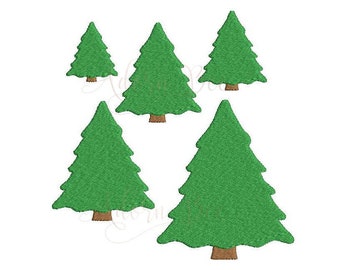 Christmas Tree Embroidery Design - 5 Sizes - Mini Winter Pine Tree - dst exp hus jef pec pes shv vip vp3 xxx - Instant Download