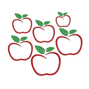 Mini Apple Outline Embroidery Design - 6 Tamaños - Marco de letra inicial Teacher Fruit - dst exp hus jef pes shv vip vp3 xxx - Descarga instantánea