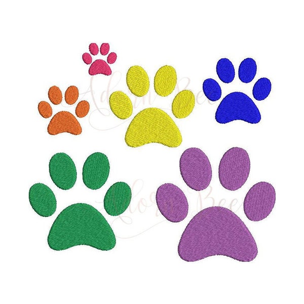 Paw Embroidery Design - 6 Sizes - Filled Stitch Animal Dog Cat Paw Print Silhouette - dst exp hus jef pes vip vp3 xxx - Instant Download