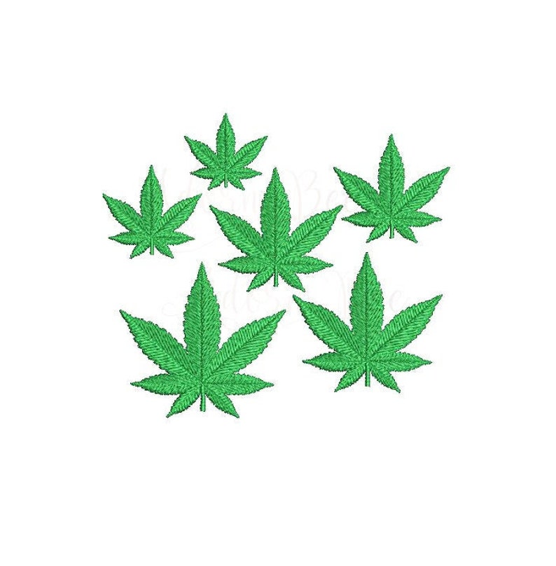 Mini Marijuana Cannabis Leaf Embroidery Design - 6 Sizes - dst exp hus jef pec pes sew shv vip vp3 xxx - Instant Download image 1