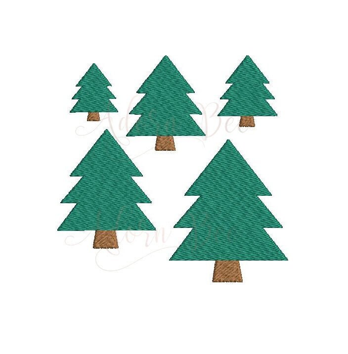 Mini Christmas Tree Embroidery Design - 5 Sizes - Winter - dst exp hus jef pec pes shv vip vp3 xxx - Instant Download