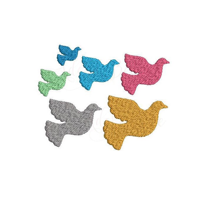 Mini Dove Embroidery Design - 6 Sizes - Bird Flying - dst exp hus jef pec pes sew shv vip vp3 xxx - Instant Download