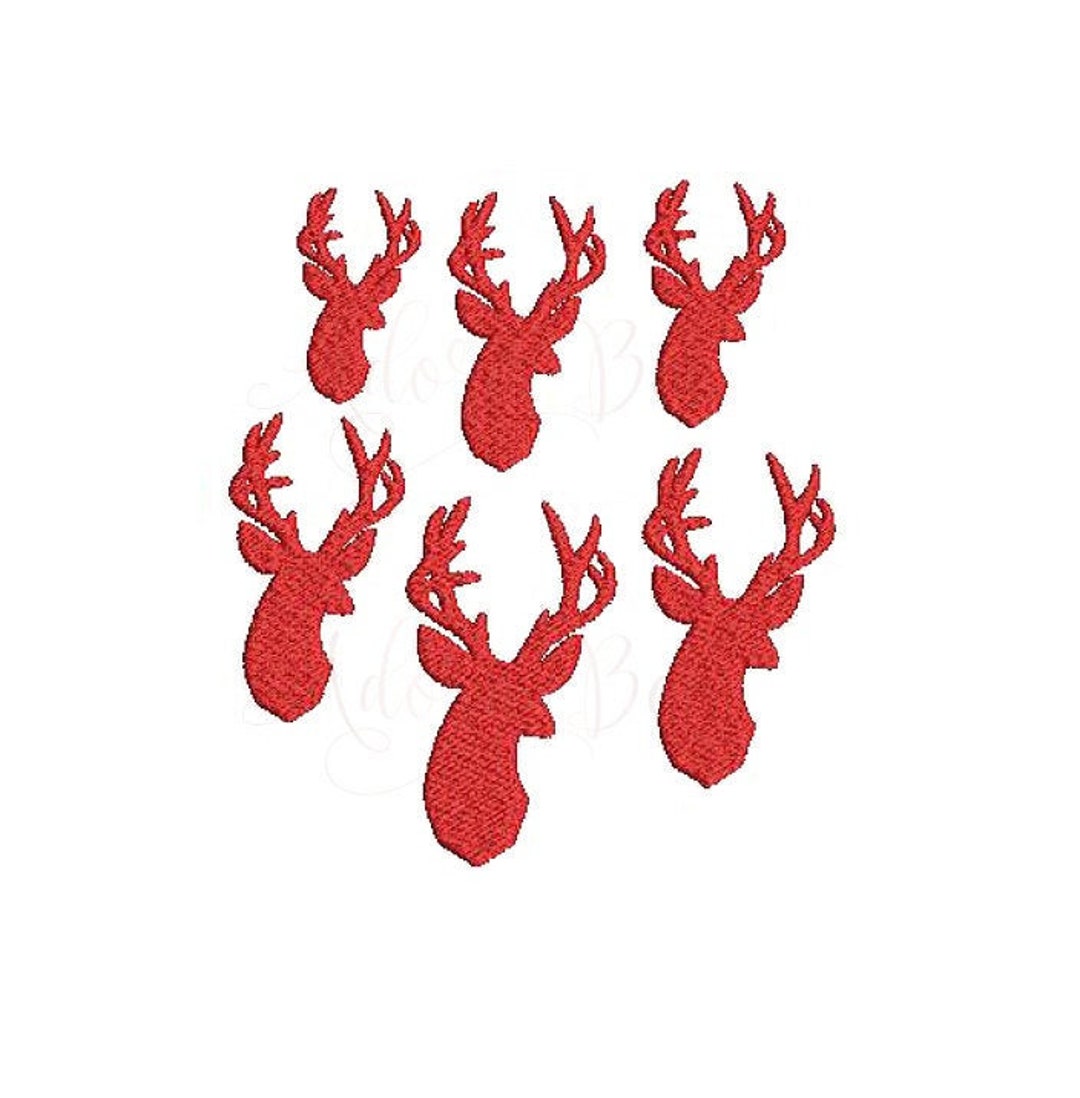 Buck Deer Head Embroidery Design 6 Sizes Winter Christmas Antler Dst Exp Hus Jef Pec Pes Shv Vip