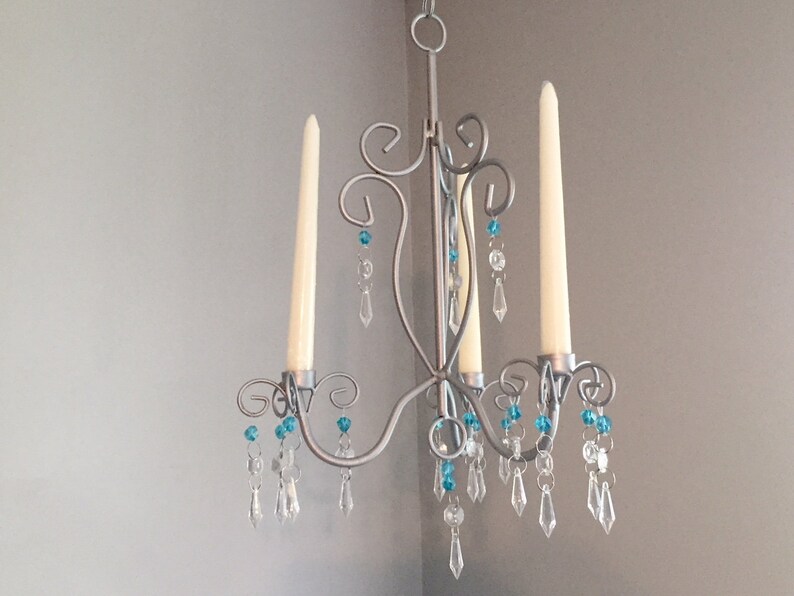 Candle Stick Lighting Chandelier Metallic Silver Clear And Etsy