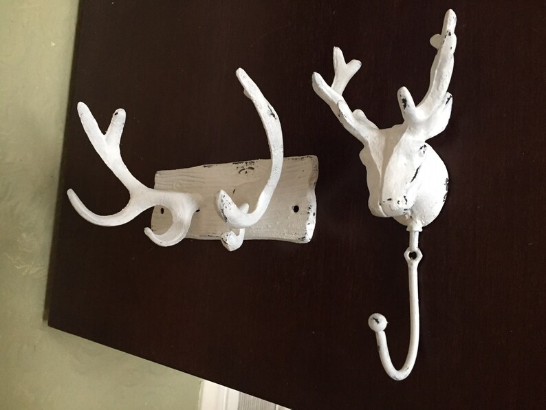 Faux deer and antler coat hooks man cave shabby chic Etsy