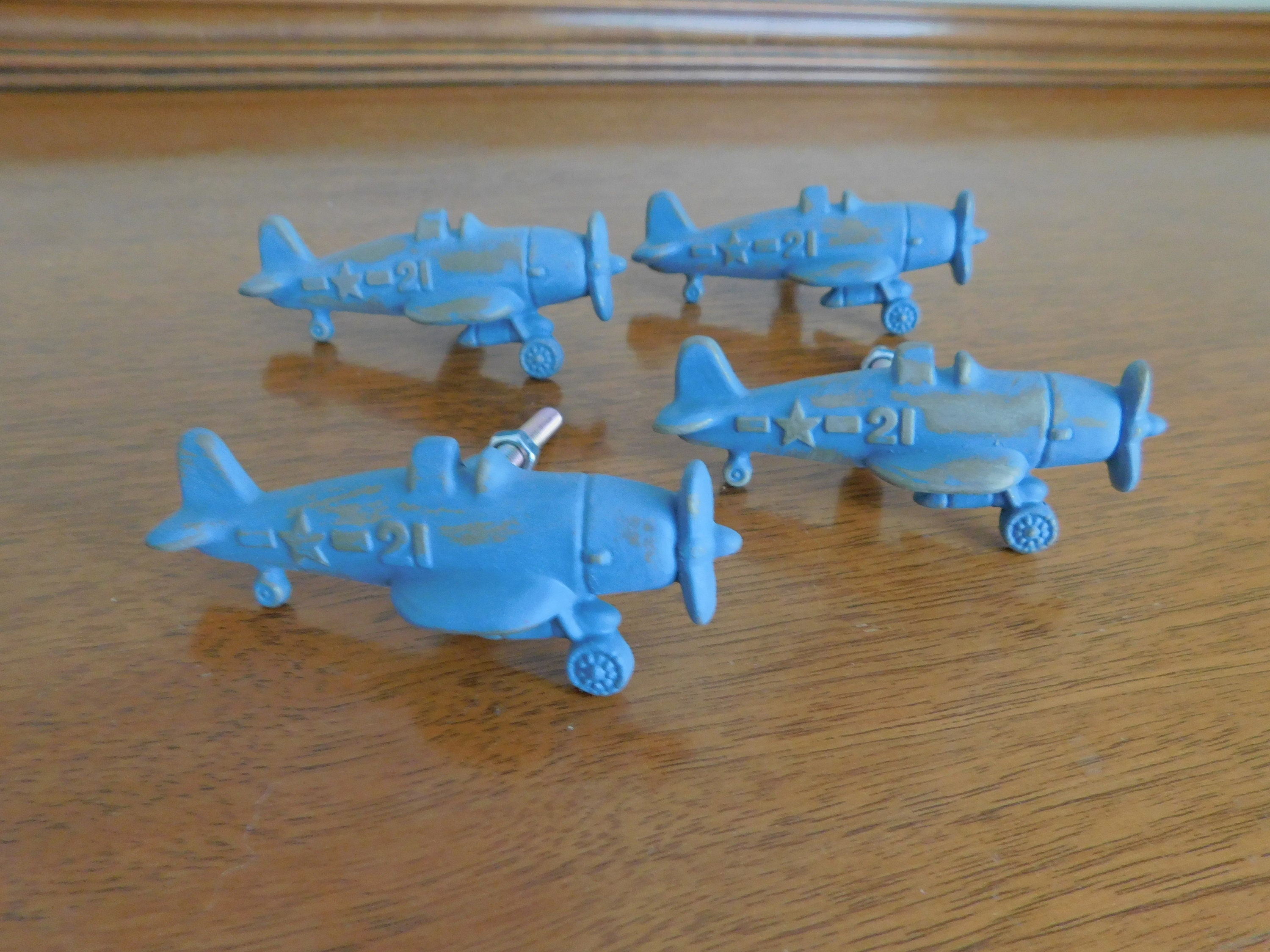 Airplane Drawer Pulls Knob Set Of 4 Metal Kids Room Etsy