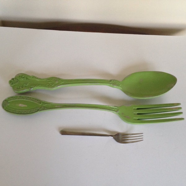 shabby chic large fork and spoon wall decor