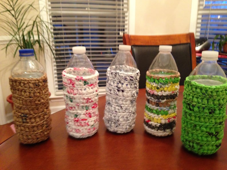 Bottle Cozies made from recycled grocery bags image 0