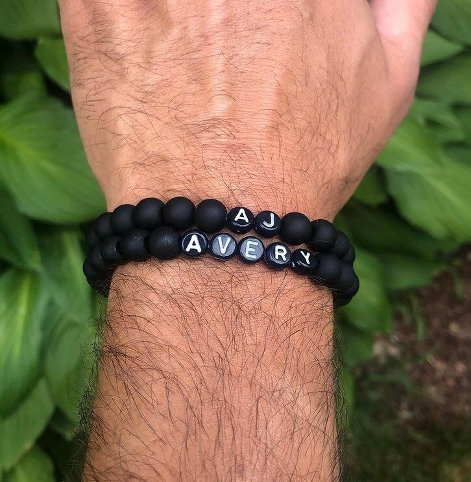 Mens Personalized Custom Beaded Name Bracelet Etsy