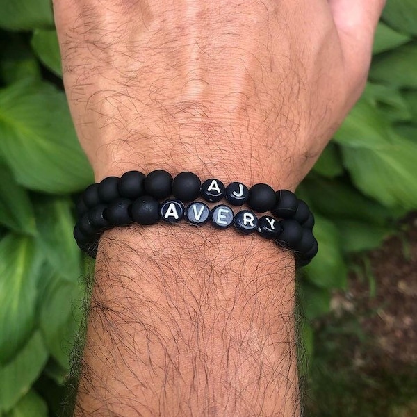 Men’s Personalized Custom Beaded Name Bracelet