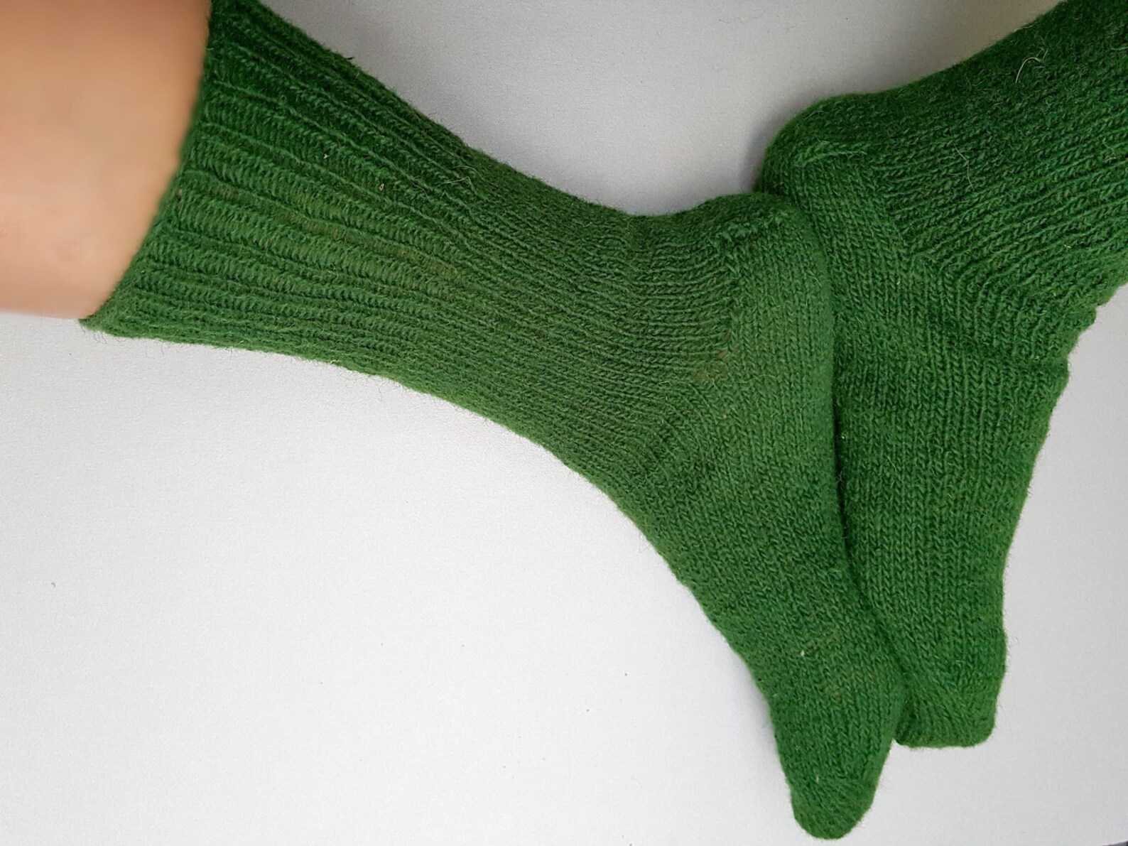 GREEN Wool Socks Knitted Natural Handmade Warm Sock for Etsy