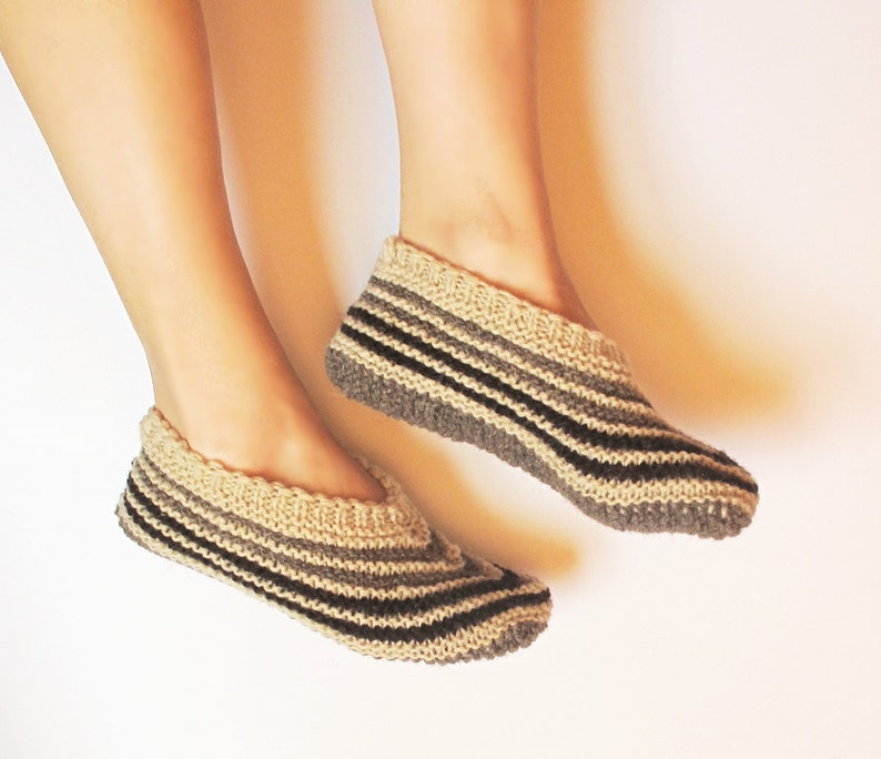 Wool Slippers, hand knit slippers for women, Natural Wool Warm Slippers for Winter, Leg warmers image 1