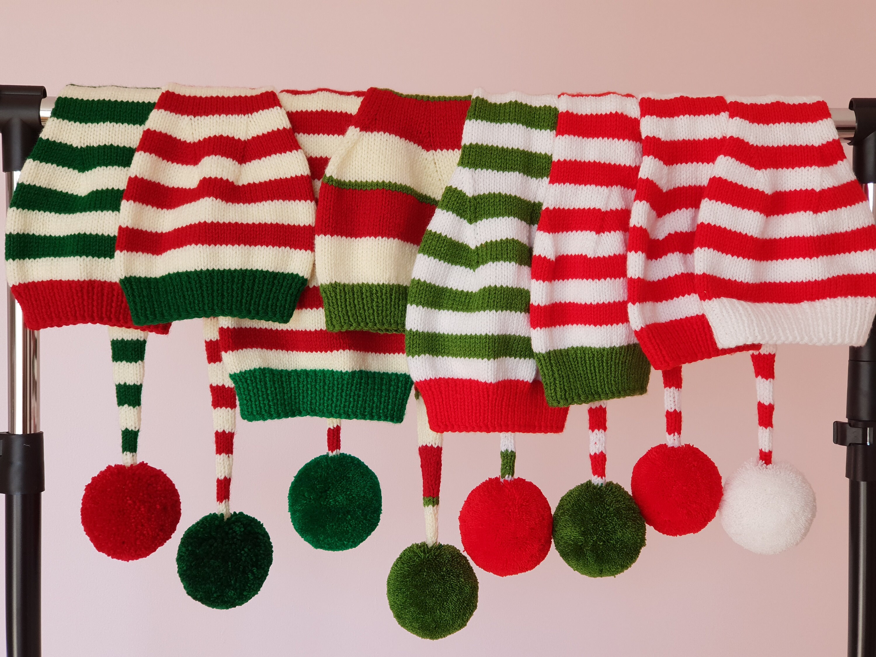 Bonnet De Noël Unisexe Chapeau Long Tricoté à Rayure Doux