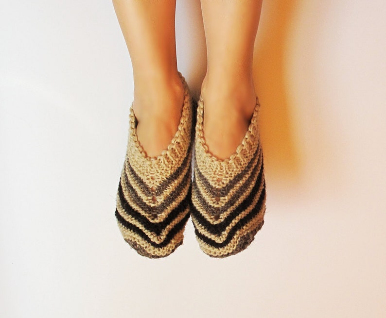Wool Slippers, hand knit slippers for women, Natural Wool Warm Slippers for Winter, Leg warmers image 2