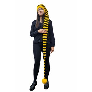 Handmade Extra Long Elf Hat Scarf with Pom Pom, Festival Hood