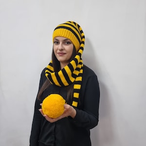 Long Tail Elf Schal-Hut mit Pom Pom : Benutzerdefinierte Farben