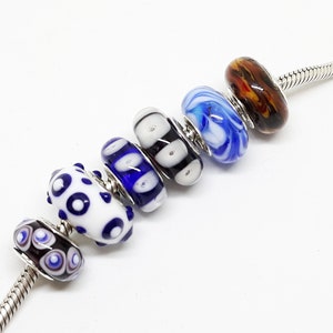Handmade lampwork large hole bead for Pandora style bracelet Colorful Murano glass bead Handmade unique design glass jewelry Gift for girl