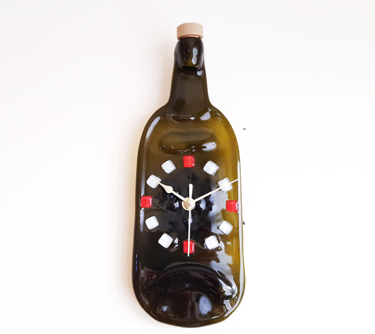 Wall Glass Clock Melted Brown Wine Bottle Home Decoration Modern Art