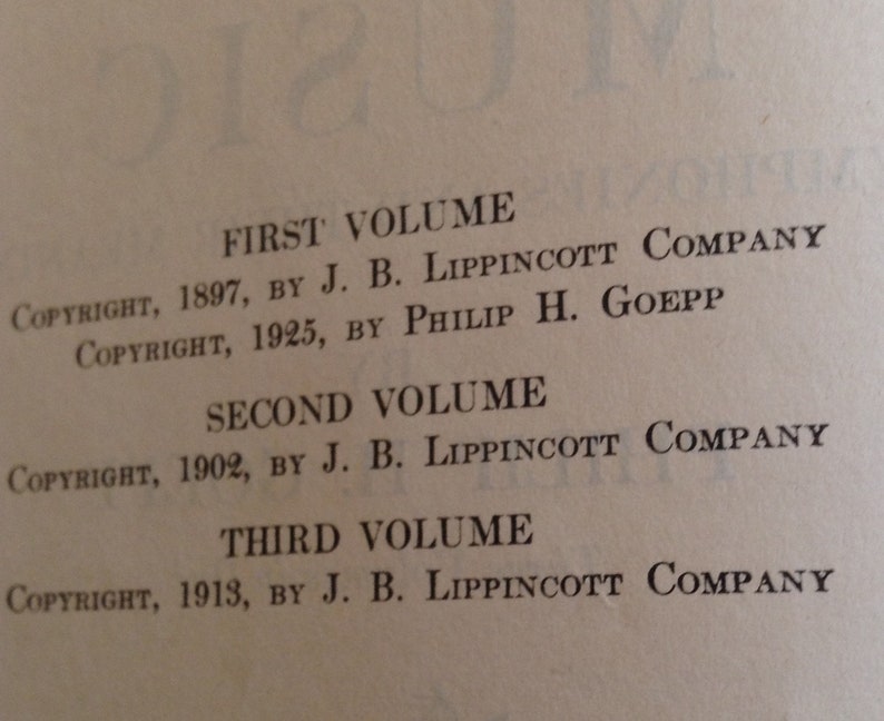 Libro de música antiguo raro, 1925 Derechos de autor, Grandes obras musicales de Philip H. Goepp, Impreso en EE. UU. y en excelentes condiciones. imagen 6